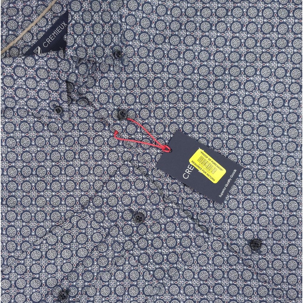 Cremieux‎ Shirt Mens Large Blue Geometric Medallion Print Cotton Long Sleeve
